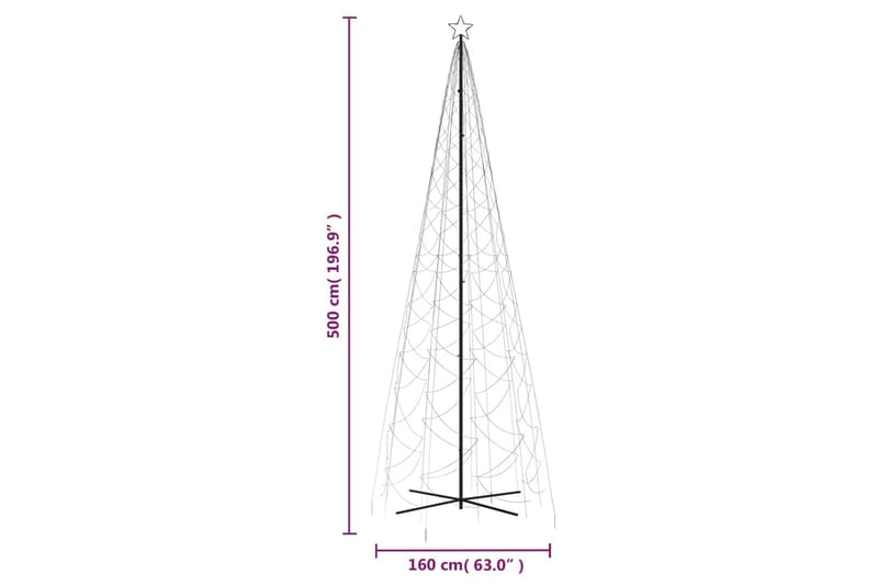 beBasic kegleformet juletræ 160x500 cm 1400 LED'er blåt lys - Plastik juletræ