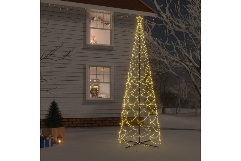 beBasic kegleformet juletræ 160x500 cm 1400 LED'er varmt hvidt lys - Plastik juletræ