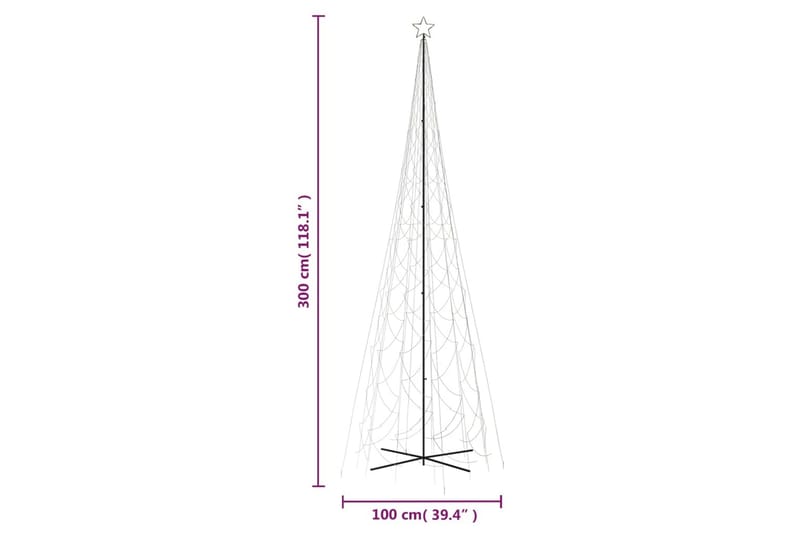 beBasic kegleformet juletræ 230x800 cm 3000 LED'er varmt hvidt lys - Plastik juletræ