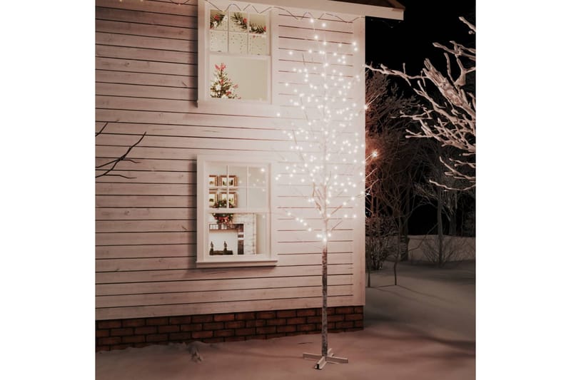 beBasic LED-birketræ 672 cm 400 LED'er varmt hvidt lys hvid - Plastik juletræ