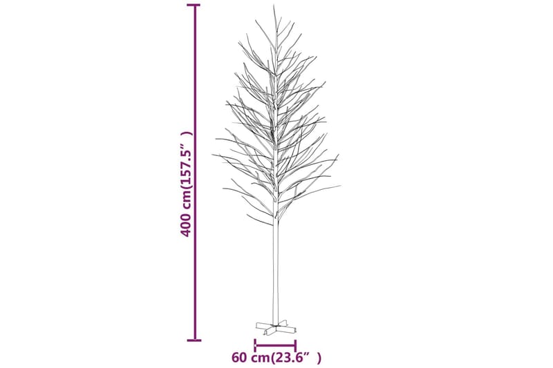 beBasic LED-birketræ 672 cm 400 LED'er varmt hvidt lys hvid - Plastik juletræ