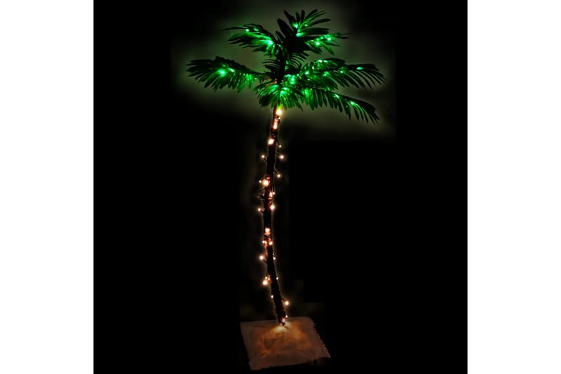beBasic LED-palmetræ 120 cm 72 LED'er varmt hvidt lys hvid - Plastik juletræ