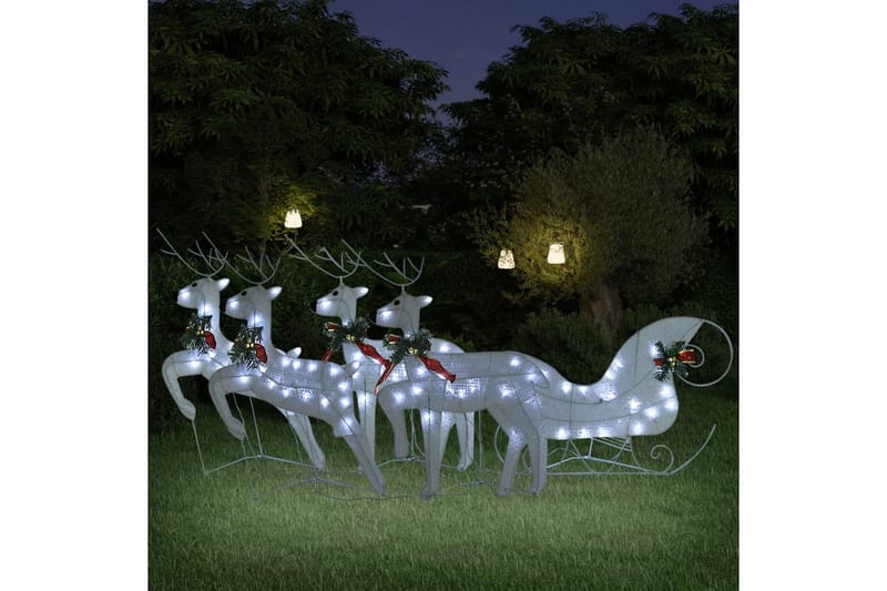 beBasic rensdyr og kane 100 LED'er udendørs juledekoration akryl hvid - Hvid - Boligtilbehør - Julepynt & højtidsdekorationer - Juelpynt og juledekoration - Juleengel & julefigur