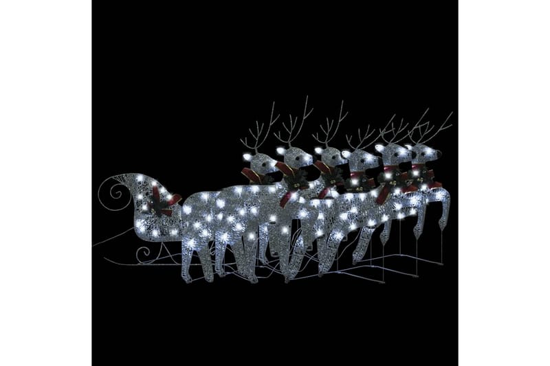 beBasic rensdyr og kane 140 LED'er udendørs juledekoration sølvfarvet - SÃ¸lv - Juleengel & julefigur - Juelpynt og juledekoration