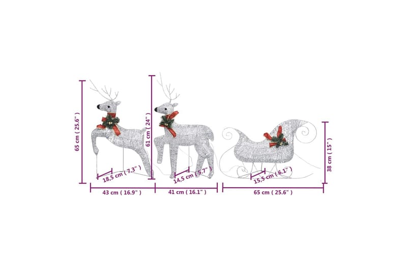 beBasic rensdyr og kane 140 LED'er udendørs juledekoration sølvfarvet - SÃ¸lv - Juleengel & julefigur - Juelpynt og juledekoration