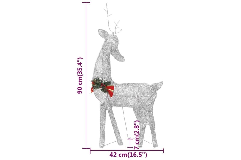 beBasic rensdyrfamilie 270x7x90 cm trådnet koldt hvidt lys sølv - Juleengel & julefigur - Juelpynt og juledekoration