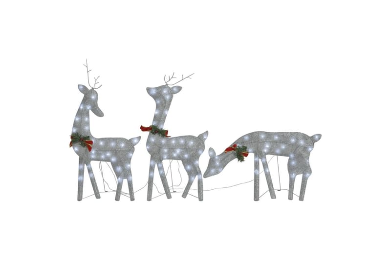 beBasic rensdyrfamilie 270x7x90 cm trådnet koldt hvidt lys sølv - Juleengel & julefigur - Juelpynt og juledekoration