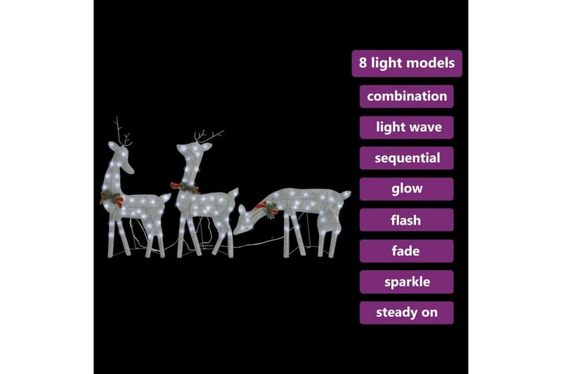 beBasic rensdyrfamilie 270x7x90 cm trådnet koldt hvidt lys sølv - Juleengel & julefigur - Juelpynt og juledekoration