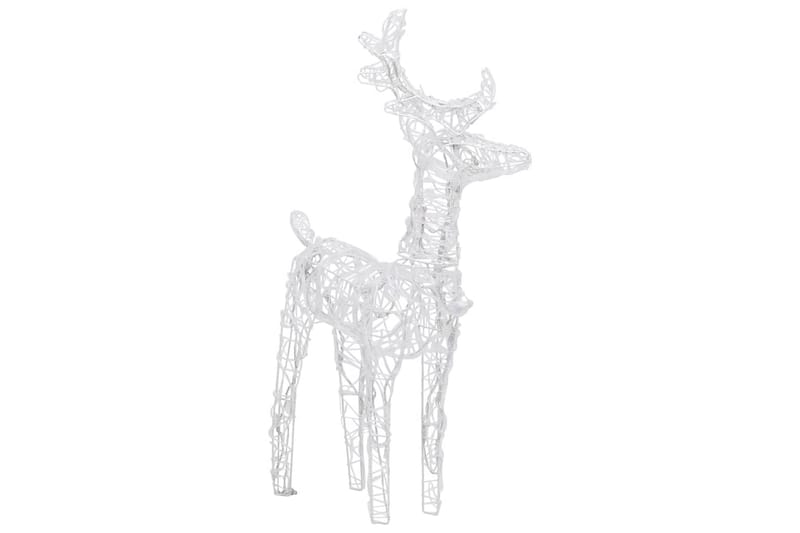 juledekoration med rensdyr og kane 280x28x55 cm akryl - Hvid - Juelpynt og juledekoration
