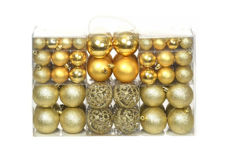 Julekuglesæt 100 Stk. 6 Cm Guldfarvet - Guld - Juelpynt og juledekoration - Juletræspynt & julekugler