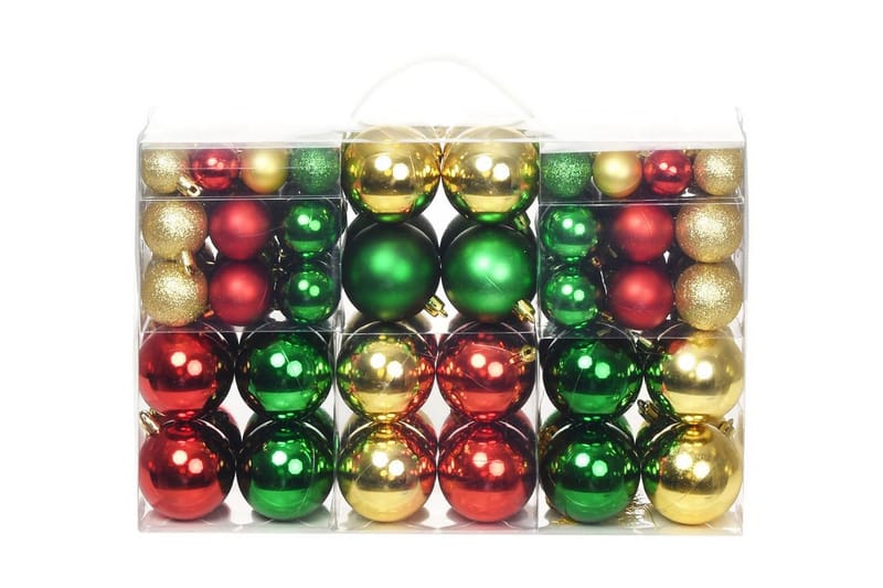 Julekuglesæt 100 Stk. 6 Cm Rød/Guldfarvet/Grøn - Flerfarvet - Juelpynt og juledekoration - Juletræspynt & julekugler