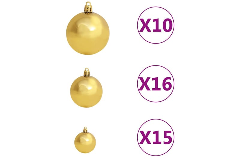 julekuglesæt med topspir 120 dele 300 LED'er guld og bronze - Guld - Juelpynt og juledekoration - Juletræspynt & julekugler