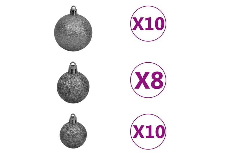 julekuglesæt med topspir 120 dele 300 LED'er hvid og grå - Grå - Boligtilbehør - Julepynt & højtidsdekorationer - Juelpynt og juledekoration