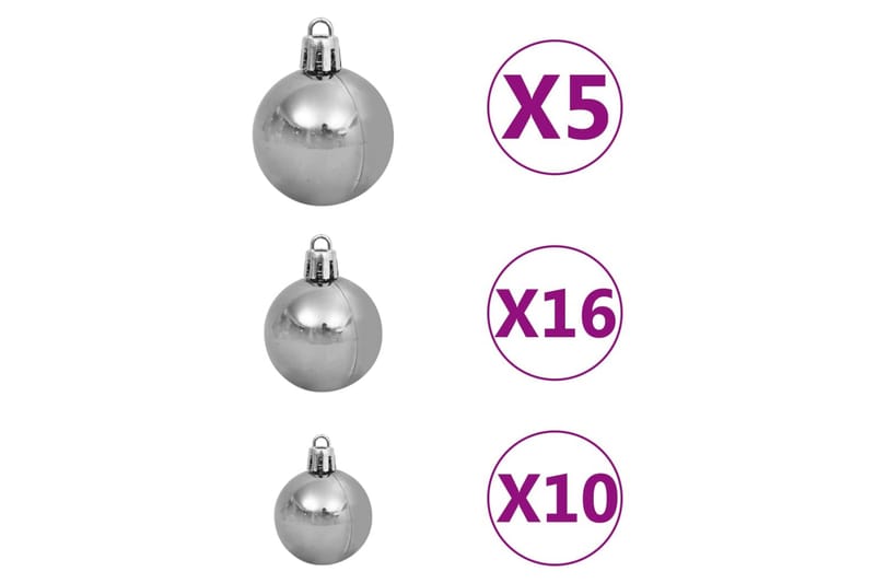 julekuglesæt med topspir 120 dele 300 LED'er hvid og grå - Grå - Boligtilbehør - Julepynt & højtidsdekorationer - Juelpynt og juledekoration