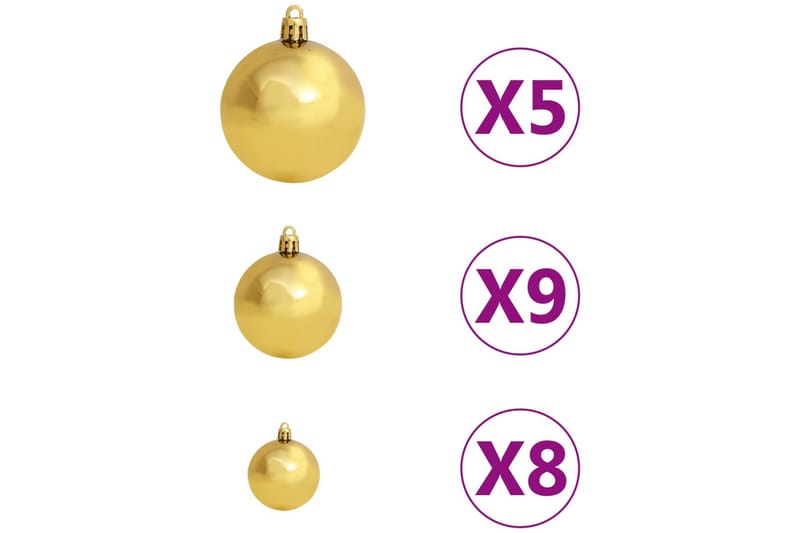 julekuglesæt med topspir 61 dele 150 LED'er guld og bronze - Guld - Boligtilbehør - Julepynt & højtidsdekorationer - Juelpynt og juledekoration