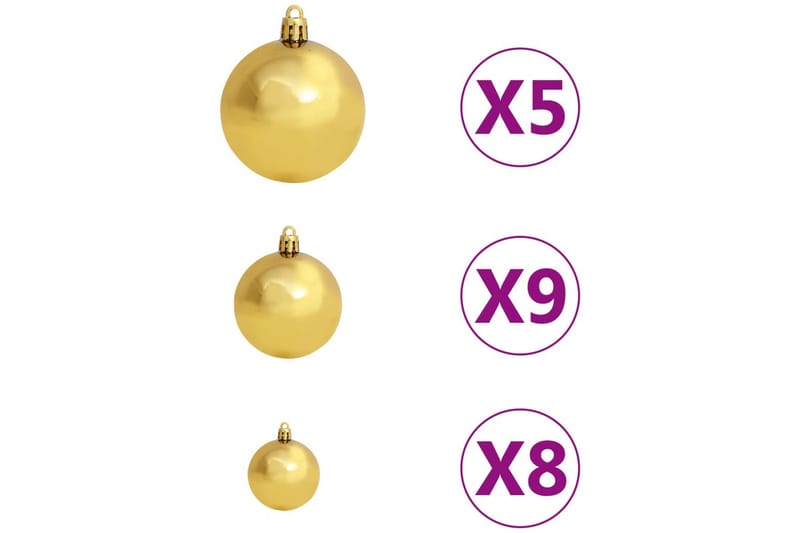 julekuglesæt med topspir 61 dele 150 LED'er guld og bronze - Guld - Juelpynt og juledekoration - Juletræspynt & julekugler