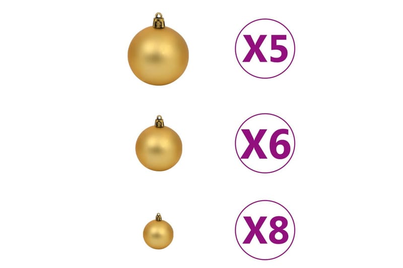 julekuglesæt med topspir 61 dele 150 LED'er guld og bronze - Guld - Juelpynt og juledekoration - Juletræspynt & julekugler