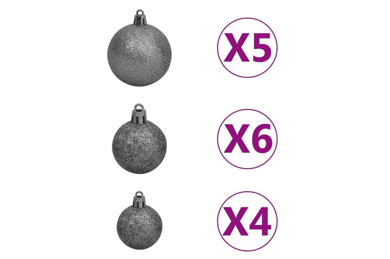 julekuglesæt med topspir 61 dele 150 LED'er hvid og grå - Grå - Boligtilbehør - Julepynt & højtidsdekorationer - Juelpynt og juledekoration