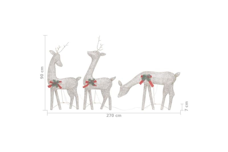 julerensdyr 3 stk. 270x7x90 cm trådnet varm hvid guldfarvet - Hvid - Juelpynt og juledekoration