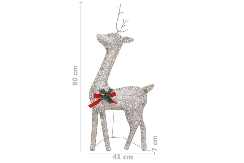 julerensdyr 3 stk. 270x7x90 cm trådnet varm hvid guldfarvet - Hvid - Boligtilbehør - Julepynt & højtidsdekorationer - Juelpynt og juledekoration