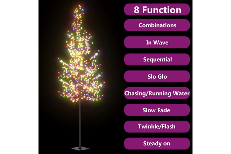 juletræ 300 cm 600 LED'er kirsebærblomst flerfarvet - Sort - Juelpynt og juledekoration