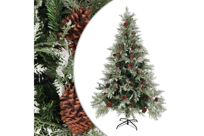 juletræ med grankogler 120 cm PVC & PE grøn og hvid - Juelpynt og juledekoration