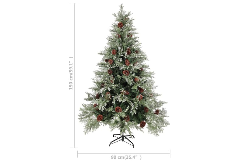 juletræ med grankogler 150 cm PVC & PE grøn og hvid - Boligtilbehør - Julepynt & højtidsdekorationer - Juelpynt og juledekoration