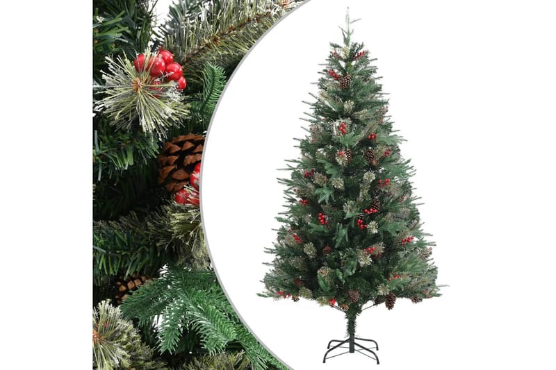 juletræ med grankogler 195 cm PVC & PE grøn - Juelpynt og juledekoration