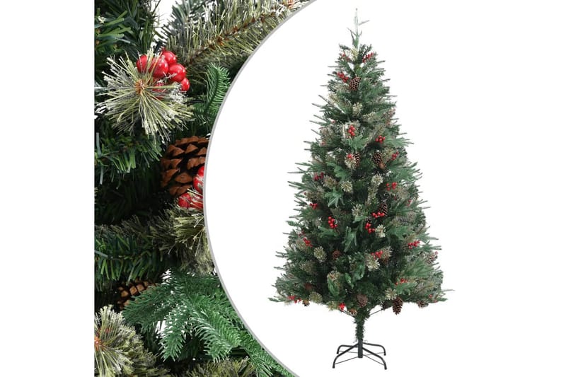 juletræ med grankogler 225 cm PVC & PE grøn - Juelpynt og juledekoration