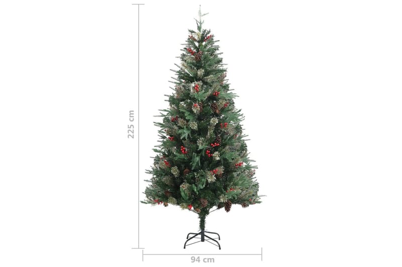 juletræ med grankogler 225 cm PVC & PE grøn - Juelpynt og juledekoration