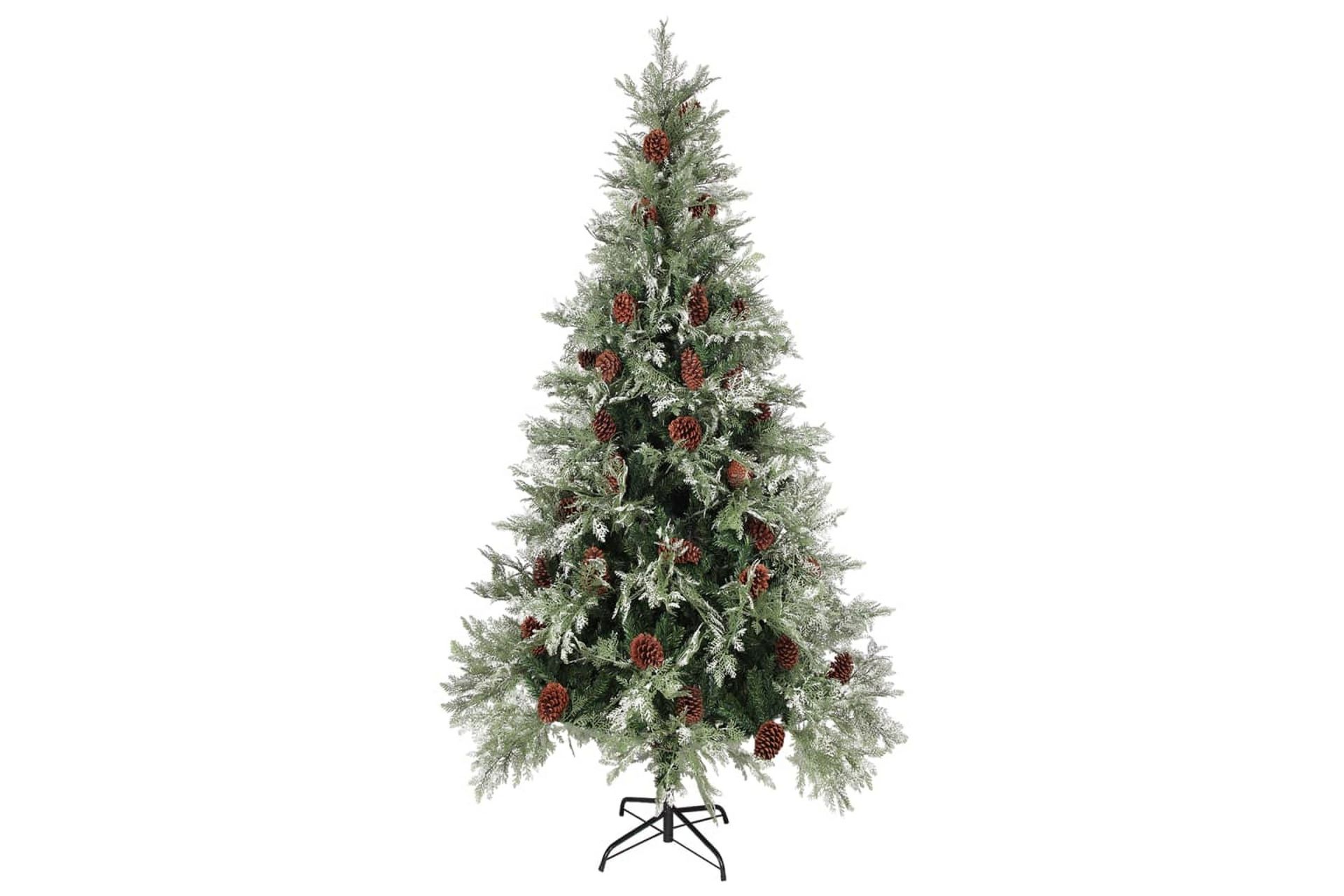 juletræ med grankogler 225 cm PVC & PE grøn og hvid - Boligtilbehør - Julepynt & højtidsdekorationer - Juelpynt og juledekoration
