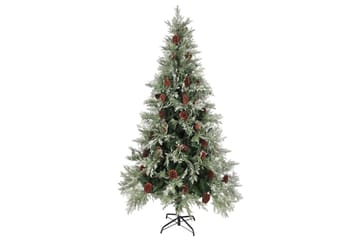juletræ med grankogler 225 cm PVC & PE grøn og hvid - Boligtilbehør - Julepynt & højtidsdekorationer - Juelpynt og juledekoration