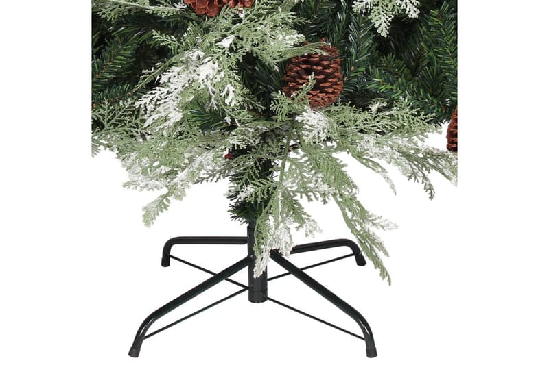 juletræ med LED-lys og grankogler 195 cm PVC & PE - Plastik juletræ