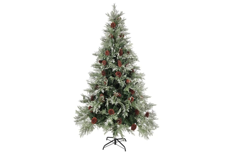 juletræ med LED-lys og grankogler 195 cm PVC & PE - Plastik juletræ