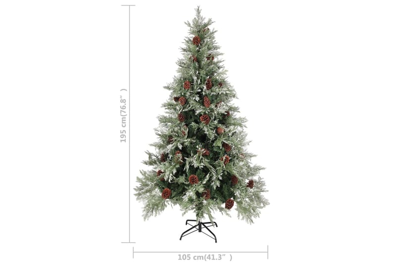 juletræ med LED-lys og grankogler 195 cm PVC & PE - Plastik juletræ