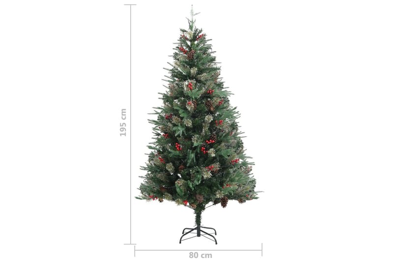 juletræ med LED-lys og grankogler 195 cm PVC & PE grøn - Boligtilbehør - Julepynt & højtidsdekorationer - Juelpynt og juledekoration - Plastik juletræ