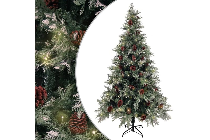 juletræ med LED-lys og grankogler 195 cm PVC & PE - Boligtilbehør - Julepynt & højtidsdekorationer - Juelpynt og juledekoration - Plastik juletræ