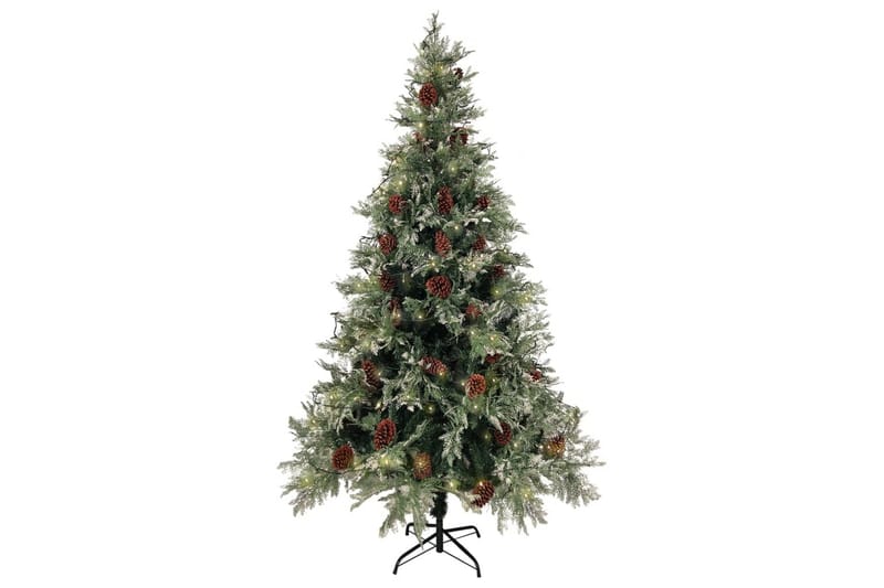 juletræ med LED-lys og grankogler 195 cm PVC & PE - Boligtilbehør - Julepynt & højtidsdekorationer - Juelpynt og juledekoration - Plastik juletræ