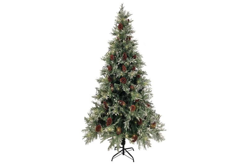 juletræ med LED-lys og grankogler 225 cm PVC & PE - Boligtilbehør - Julepynt & højtidsdekorationer - Juelpynt og juledekoration - Plastik juletræ