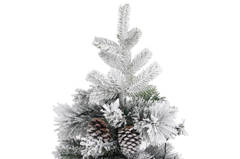 juletræ med puddersne og grankogler LED-lys 225 cm PVC & PE - Plastik juletræ