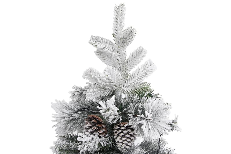juletræ med puddersne og grankogler LED-lys 225 cm PVC & PE - Boligtilbehør - Julepynt & højtidsdekorationer - Juelpynt og juledekoration - Plastik juletræ