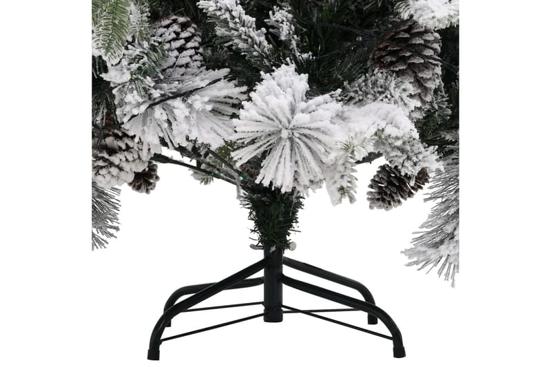 juletræ med puddersne og grankogler LED-lys 225 cm PVC & PE - Plastik juletræ