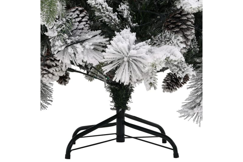 juletræ med puddersne og grankogler LED-lys 225 cm PVC & PE - Boligtilbehør - Julepynt & højtidsdekorationer - Juelpynt og juledekoration - Plastik juletræ