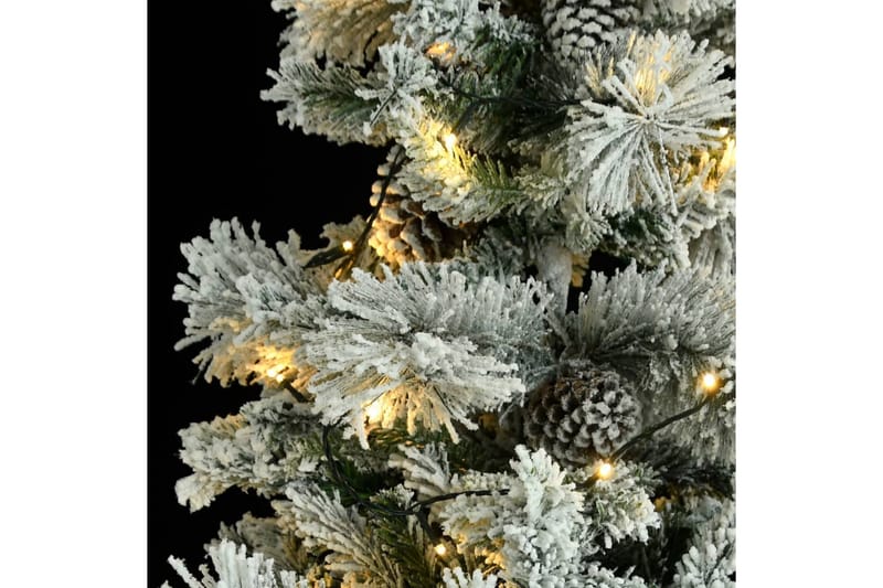 juletræ med puddersne og grankogler LED-lys 225 cm PVC & PE - Boligtilbehør - Julepynt & højtidsdekorationer - Juelpynt og juledekoration - Plastik juletræ