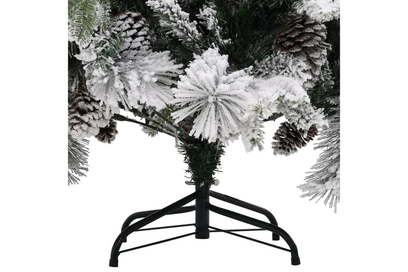 juletræ med puddersne og grankogler 225 cm PVC & PE - Juelpynt og juledekoration