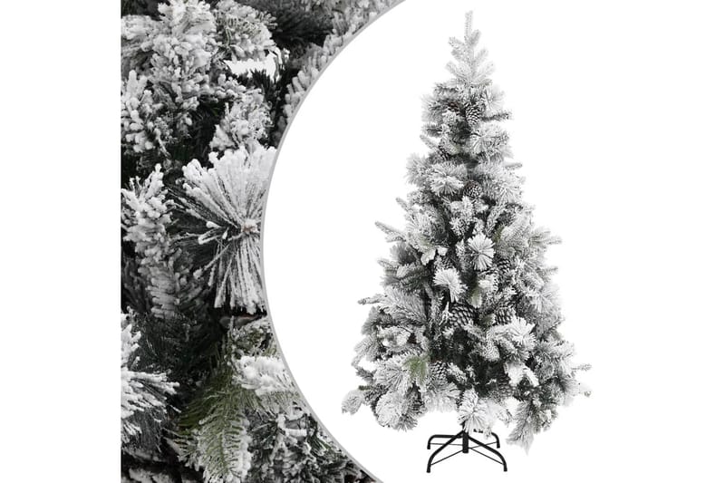 juletræ med puddersne og grankogler 225 cm PVC & PE - Boligtilbehør - Julepynt & højtidsdekorationer - Juelpynt og juledekoration