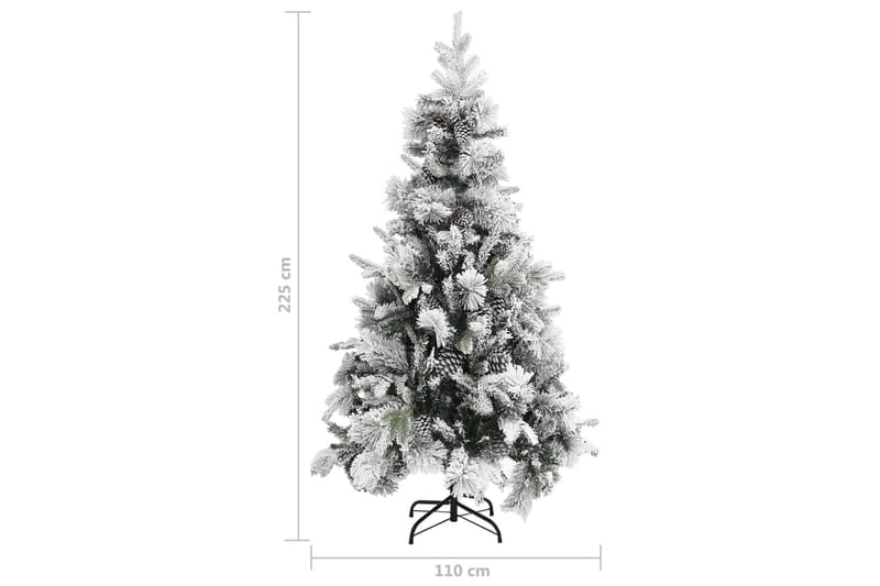 juletræ med puddersne og grankogler 225 cm PVC & PE - Boligtilbehør - Julepynt & højtidsdekorationer - Juelpynt og juledekoration