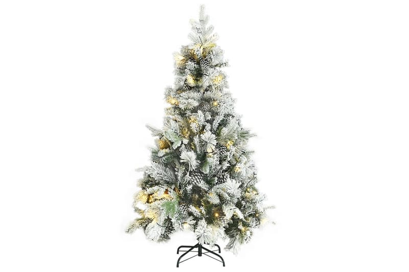 juletræ med puddersne og grankogler LED-lys 195 cm PVC & PE - Plastik juletræ