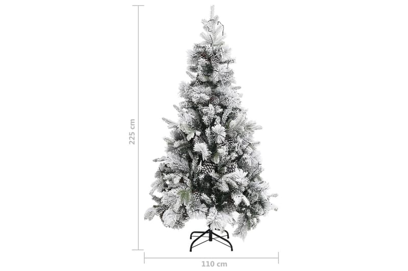 juletræ med puddersne og grankogler LED-lys 225 cm PVC & PE - Boligtilbehør - Julepynt & højtidsdekorationer - Juelpynt og juledekoration - Plastik juletræ