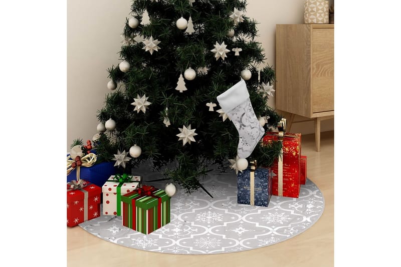 luksuriøs skjuler til juletræsfod med julesok 122 cm stof - Hvid - Juletræsfod - Juelpynt og juledekoration
